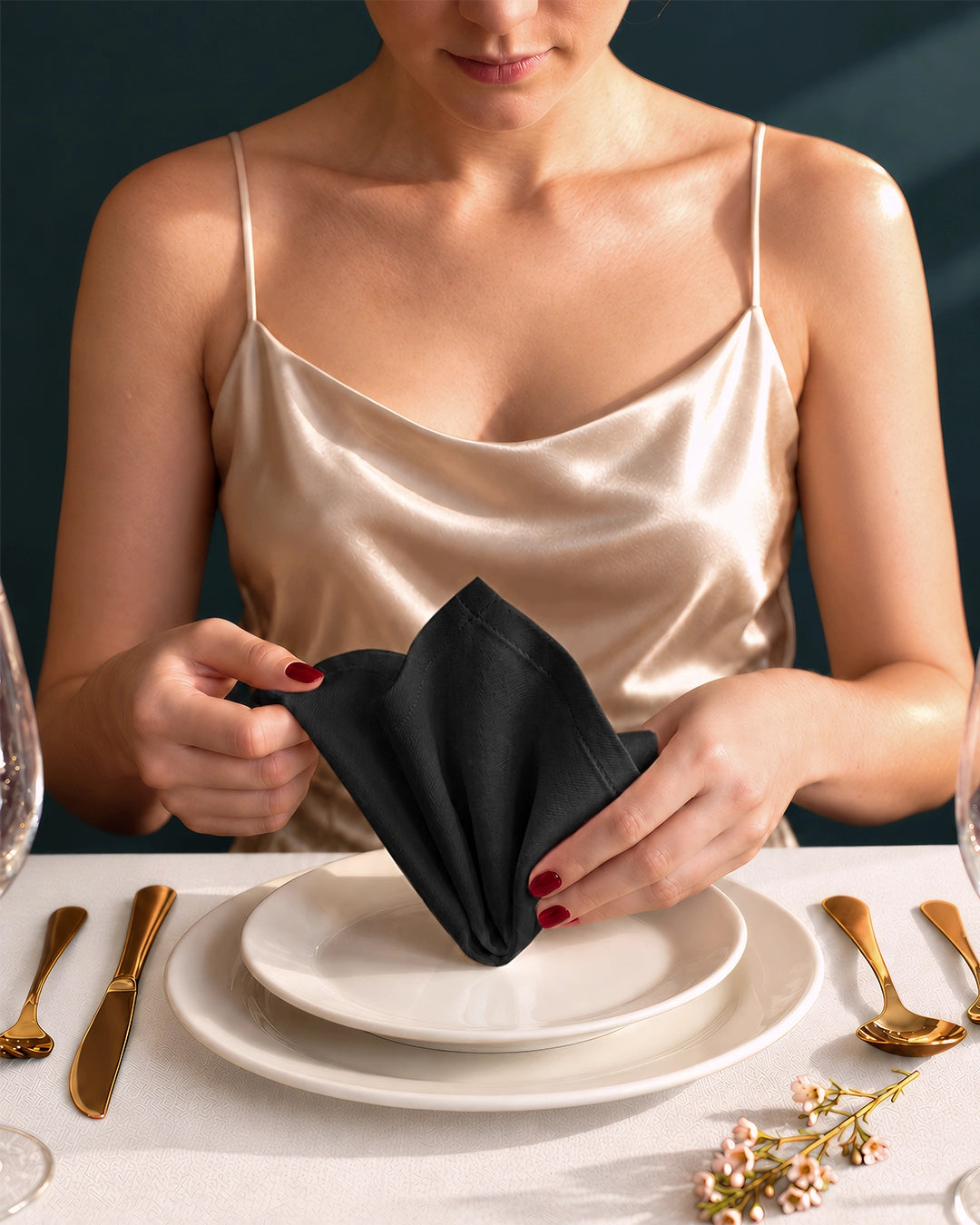 Cotton Blend Reusable Dinner Napkins Set of 12