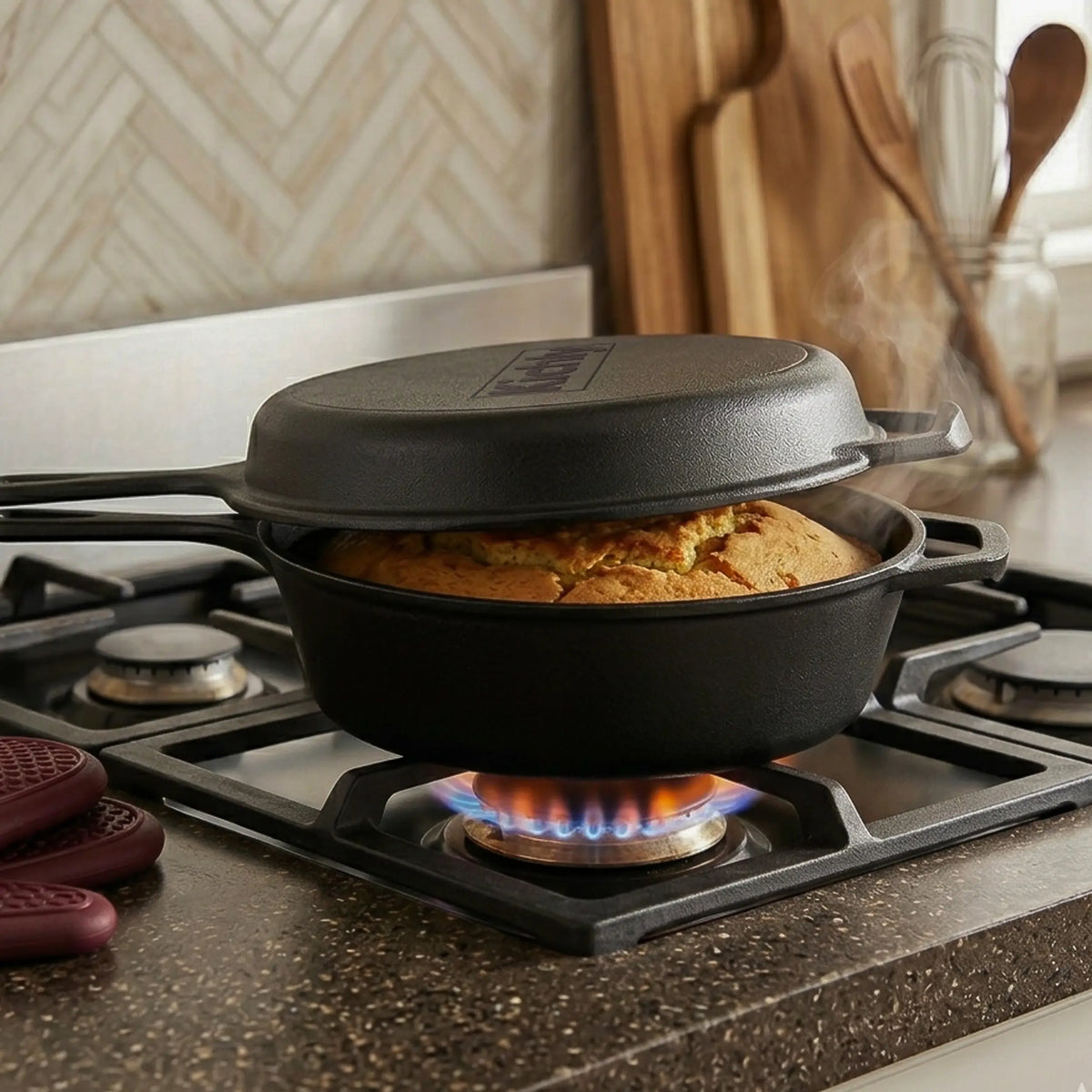 Pre-Seasoned Cast Iron Combo Cooker & Skillet Set