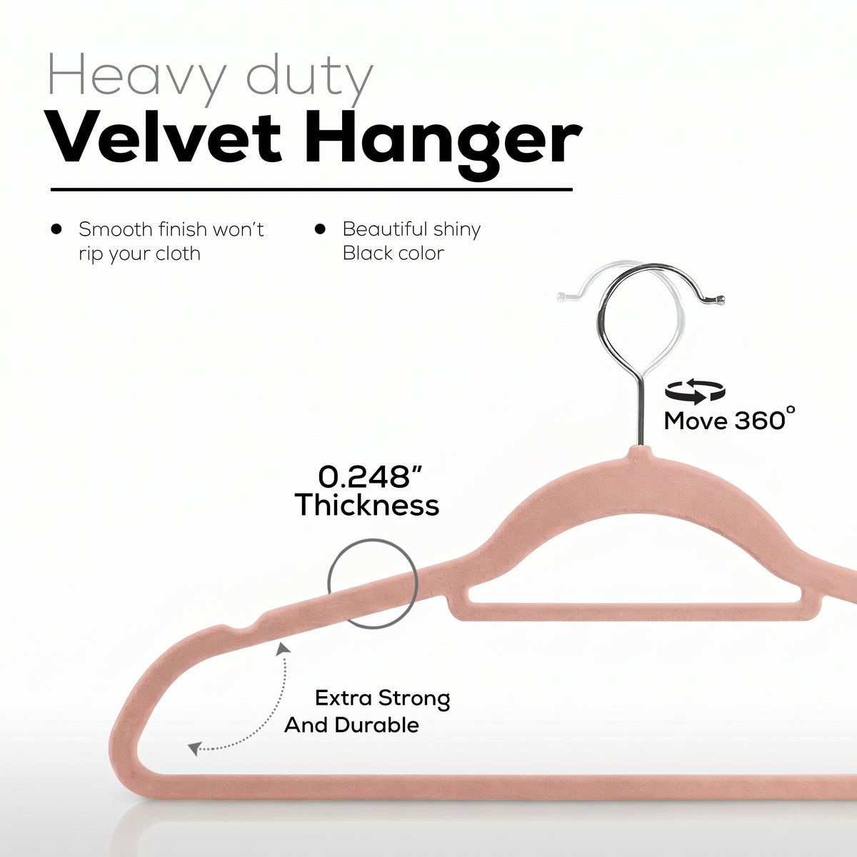 Velvet Clothes Hangers with Tie Bar