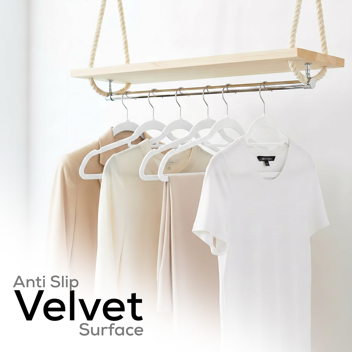 Velvet Clothes Hangers with Tie Bar