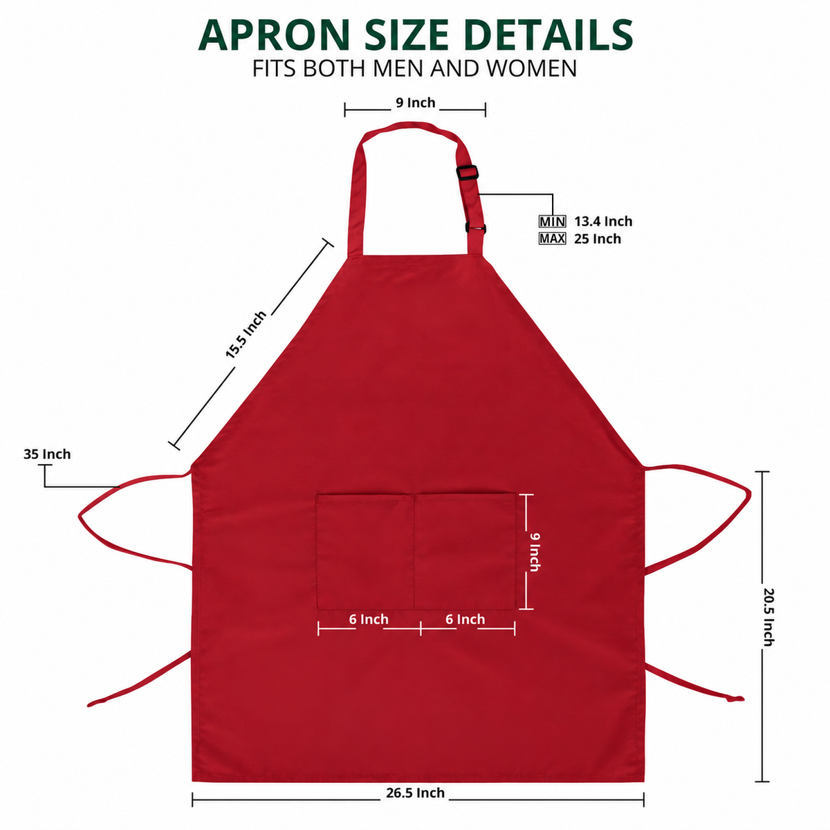 Water-Resistant Bib Apron with Pockets