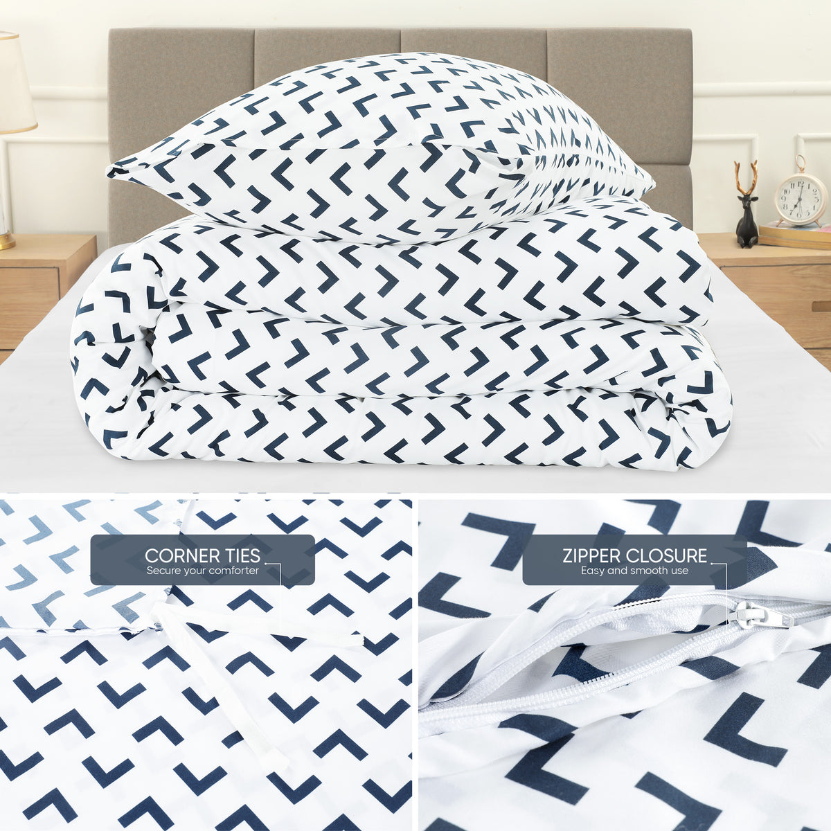 Signature Arrow Design Brushed Duvet Set