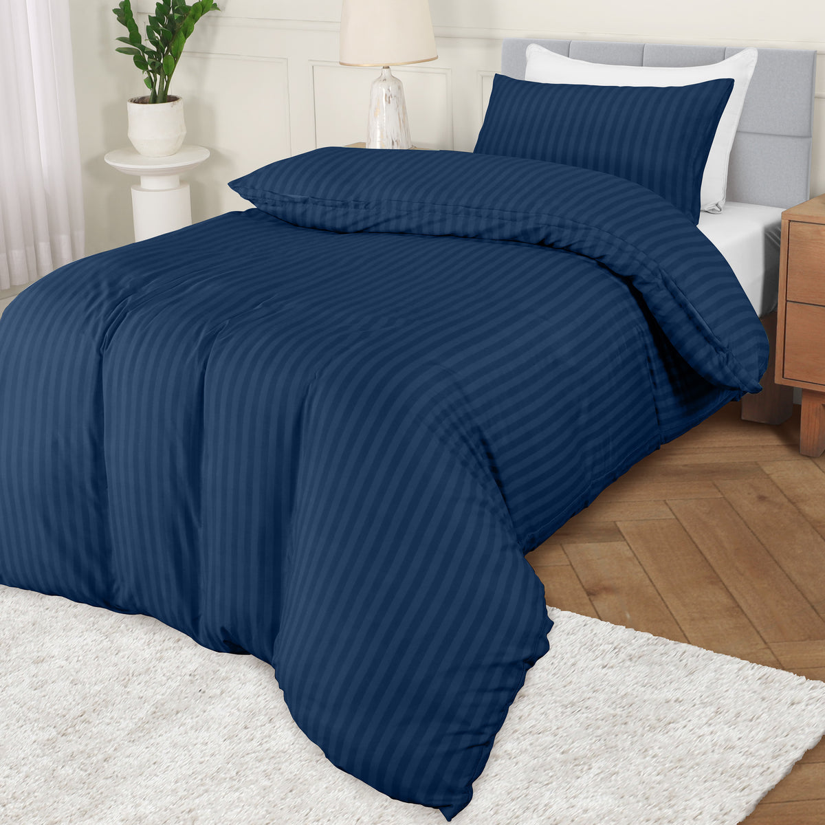 Signature Striped Brushed Duvet Set