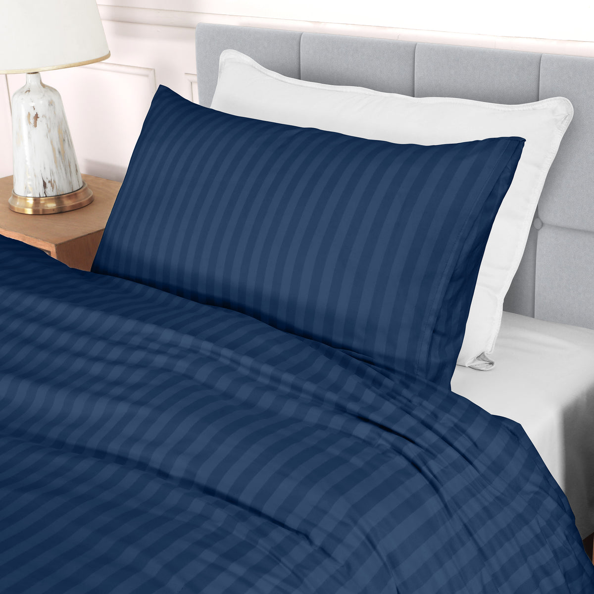 Signature Striped Brushed Duvet Set
