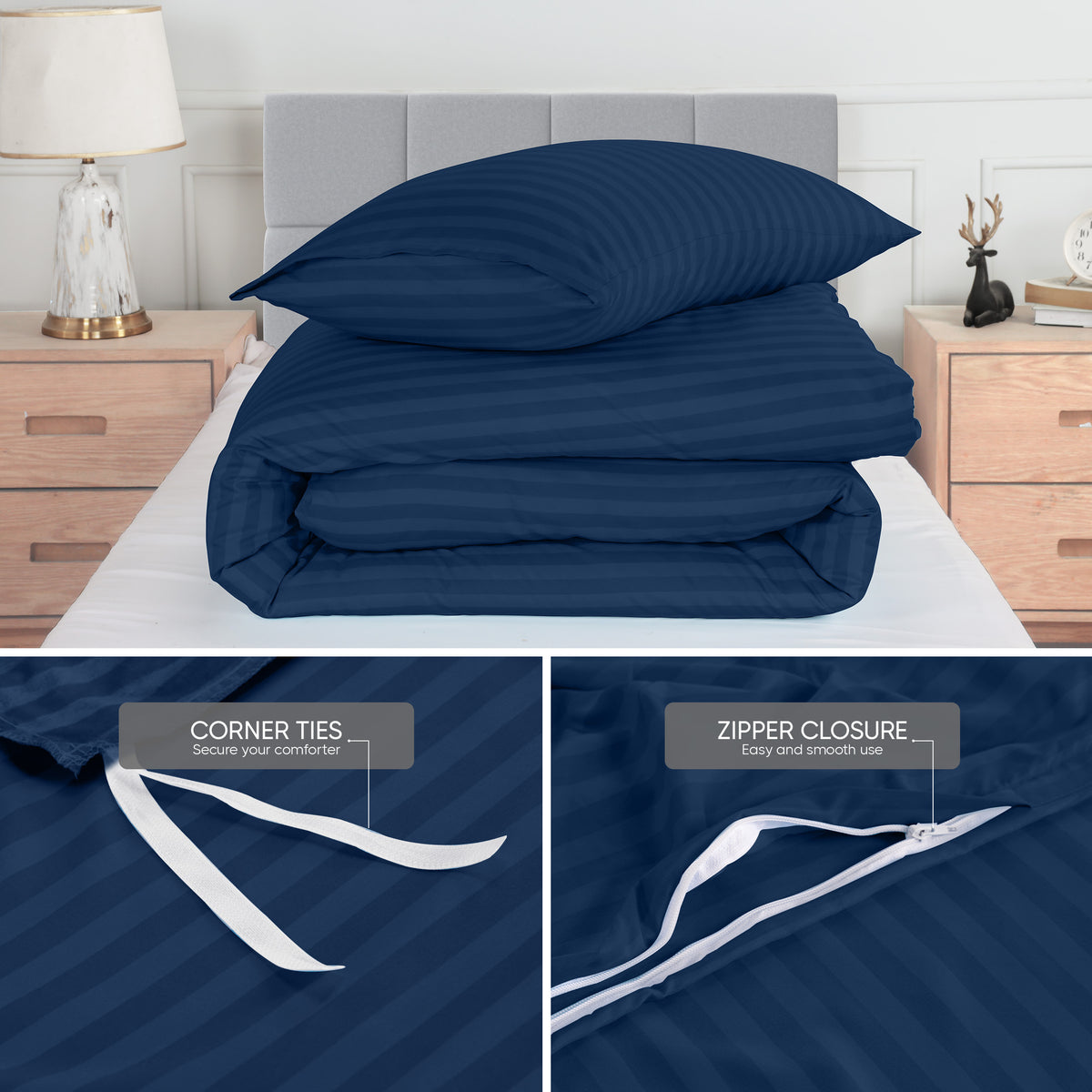 Signature Striped Brushed Duvet Set