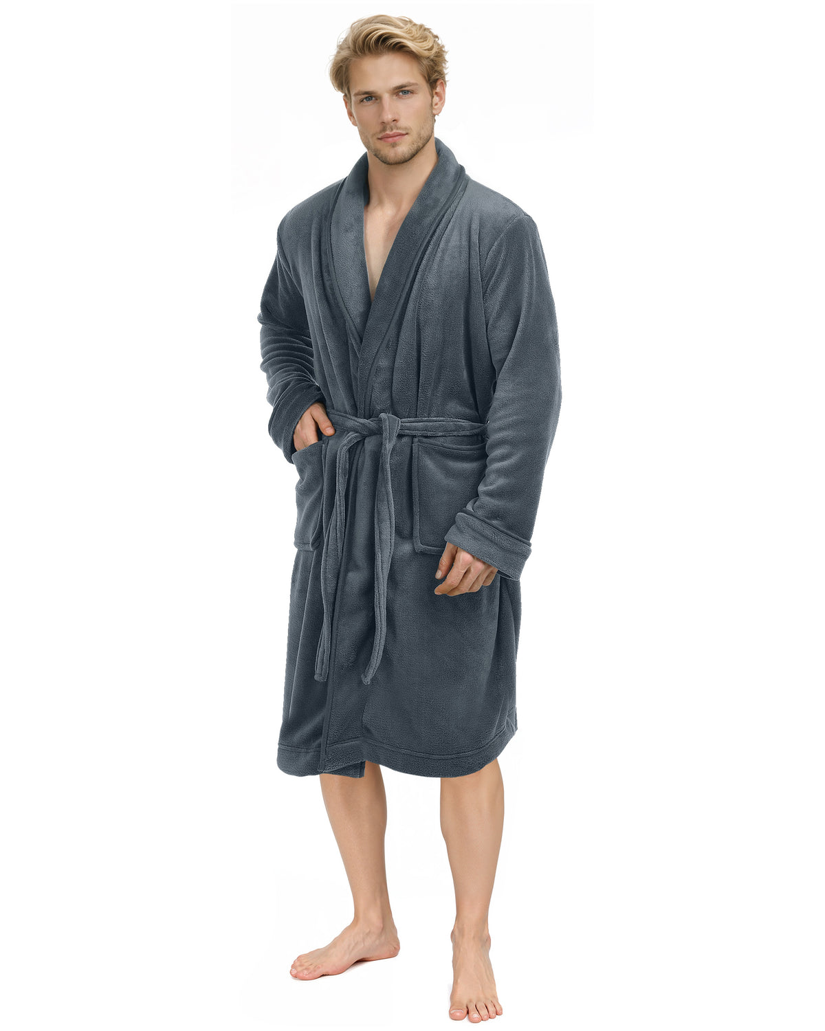 Men's Fleece Shawl Collar Bathrobe