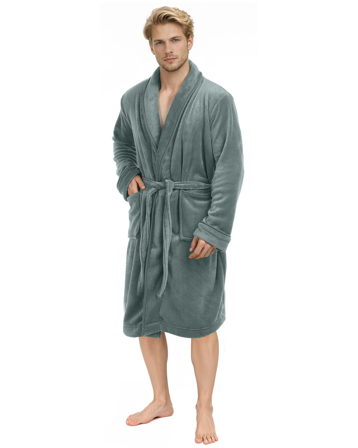Men's Fleece Shawl Collar Bathrobe